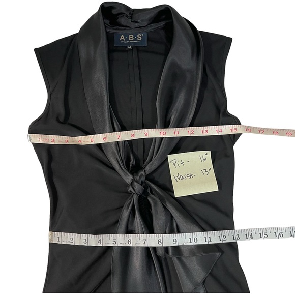ABS Allen Schwartz Dress SzM Satin Tie Sleeveless High Low V-Neck Sheath… - Picture 7 of 9